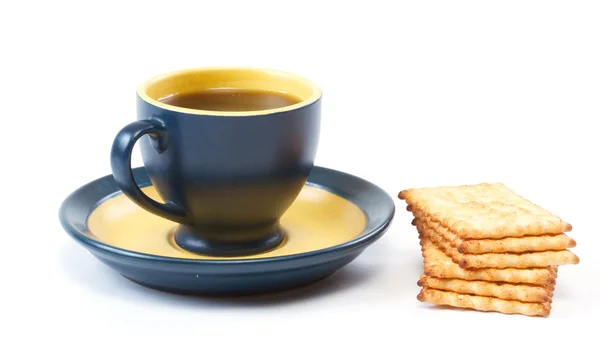 Cup on coffee and pastry on a white background — Stock Photo, Image