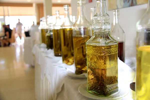 Botellas de vinagre de aceite de oliva — Foto de Stock