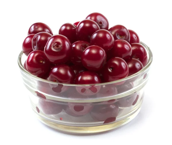 stock image Bowl with ripe cherries. Isolated on a white background.