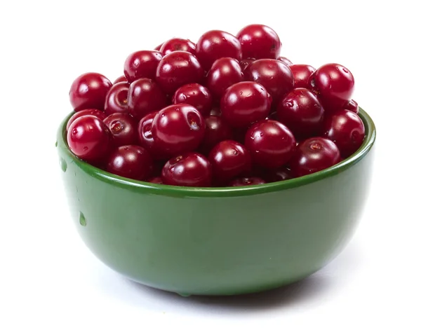 stock image Bowl with ripe cherries. Isolated on a white background.