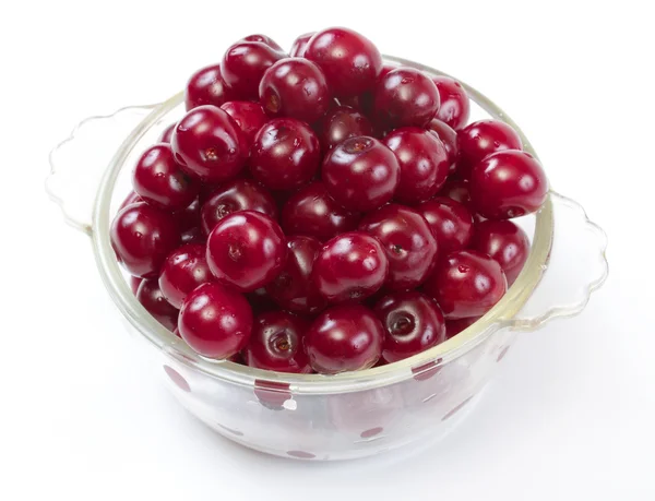 stock image Bowl with ripe cherries. Isolated on a white background.