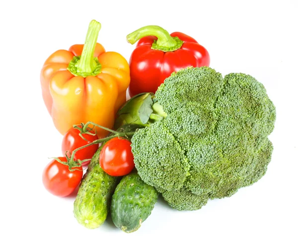 Peper, broccoli, tomaat, kersen, komkommer — Stockfoto