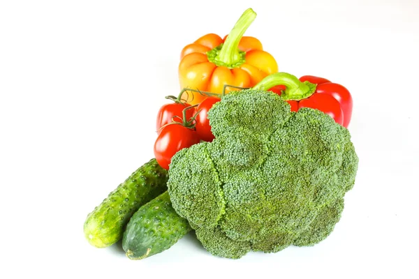 Paprika, broccoli, tomat, körsbär, gurka — Stockfoto