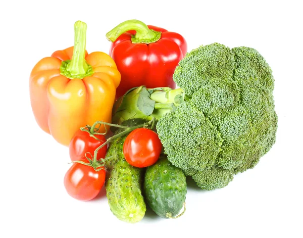 Pimenta, brócolis, tomate, cereja, pepino — Fotografia de Stock
