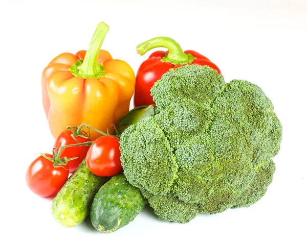Pimenta, brócolis, tomate, cereja, pepino — Fotografia de Stock
