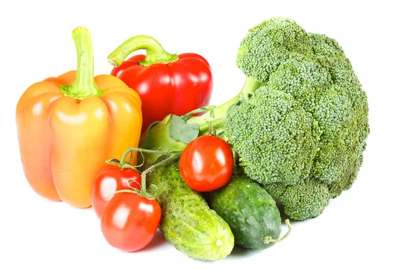 Papryka, brokuły, pomidor, wiśnia, ogórek — Zdjęcie stockowe