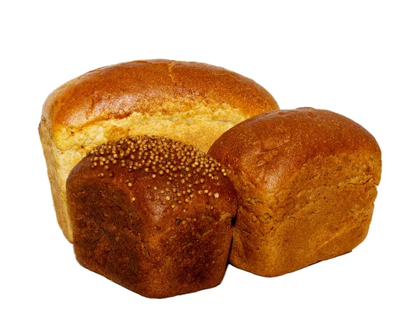 Ψωμί ολικής αλέσεως και ψωμί σίκαλης και απομονωμένη — Φωτογραφία Αρχείου