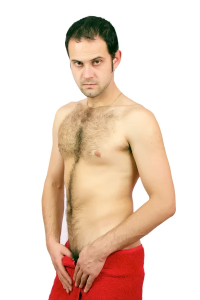 아름 다운 근육 질 남자는 수건으로. — 스톡 사진