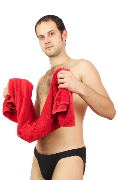 Красивий м'язистий чоловік з рушником . — стокове фото