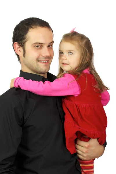 A boldog apa és imádnivaló kislánya portréja. — Stock Fotó