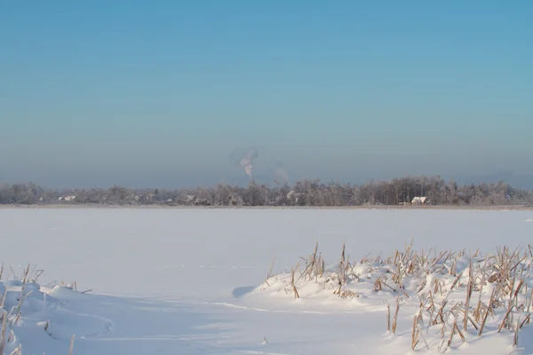 Zima nad jeziorem — Zdjęcie stockowe