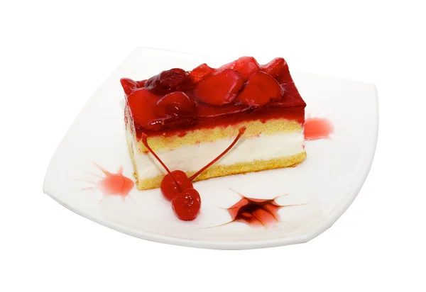 Cake with strawberry topping — Stock Photo, Image