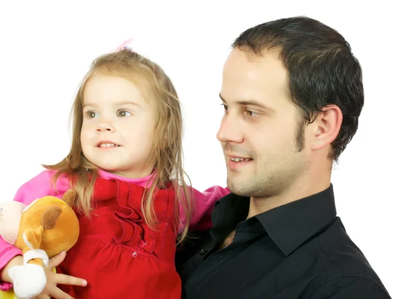 A boldog apa és imádnivaló kislánya portréja. — Stock Fotó