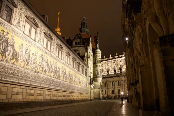 Dresden à noite, Alemanha — Fotografia de Stock