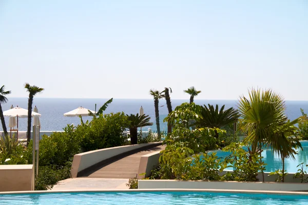 Piscina na villa de luxo, Rhodes Greece — Fotografia de Stock