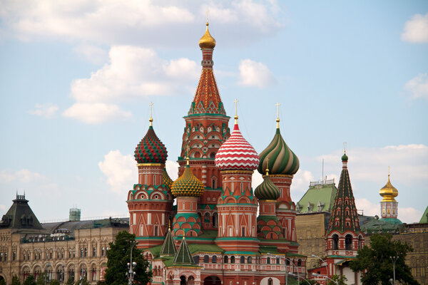 The Cathedral of Saint Basil the Blessed or simply Pokrovskiy Cathedral is a multi-tented church on the Red Square in Moscow. It is an international symbol for