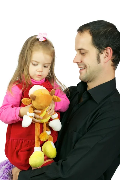 Portrait of happy father and his adorable little daughter — Stock Photo, Image