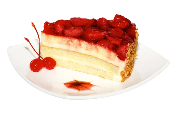 草莓打顶的蛋糕 — 图库照片