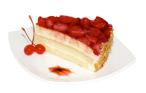 เค้กกับท็อปปิ้งสตรอเบอร์รี่ — ภาพถ่ายสต็อก