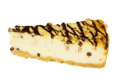 gurme dilim beyaz zemin üzerine cheesecake