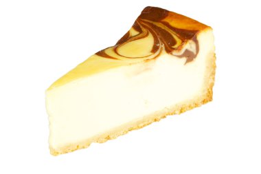 gurme dilim beyaz zemin üzerine cheesecake