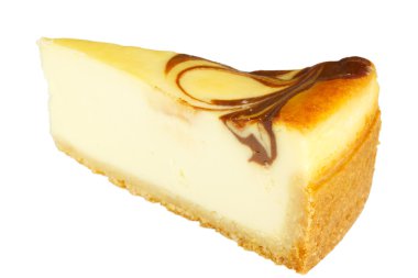 gurme dilim beyaz zemin üzerine cheesecake