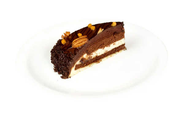 Whiped krém elszigetelt csokoládé torta — Stock Fotó