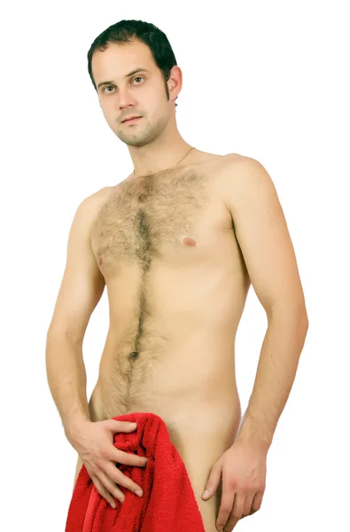 Όμορφη μυώδης άνδρας με την πετσέτα. — Φωτογραφία Αρχείου