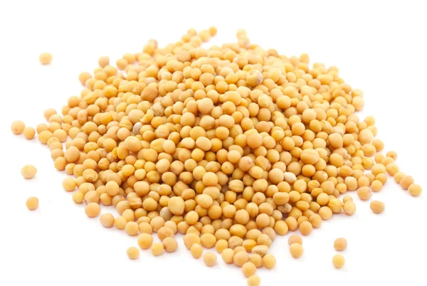 Yellow mustard seeds isolated — Stock Photo, Image