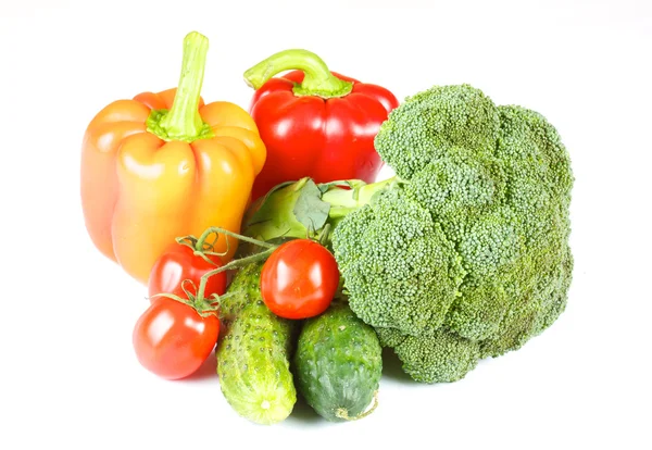 Pepper, broccoli, tomato, cherry, cucumber — Stock Photo, Image