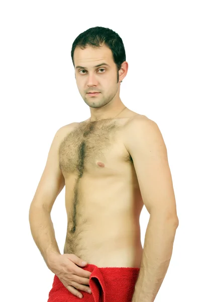 아름 다운 근육 질 남자는 수건으로. — 스톡 사진