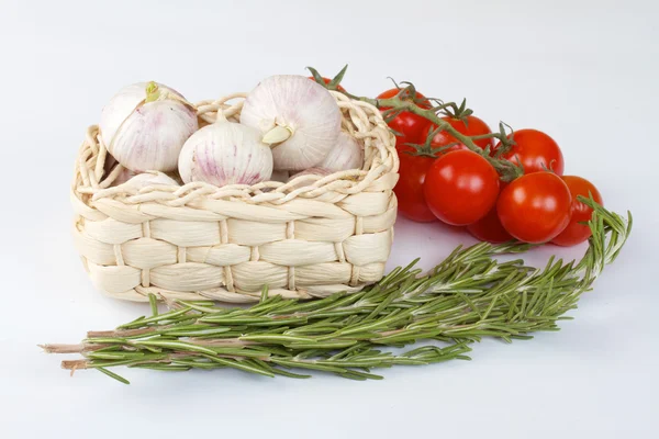 大蒜、 西红柿、 迷迭香vitlök, tomat, rosmarin — 图库照片