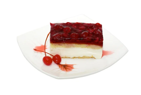 Στόμα πότισμα cheesecake κεράσι μακροεντολή — Φωτογραφία Αρχείου