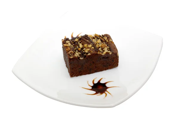 Trufa de bolo com molho de chocolate preto — Fotografia de Stock