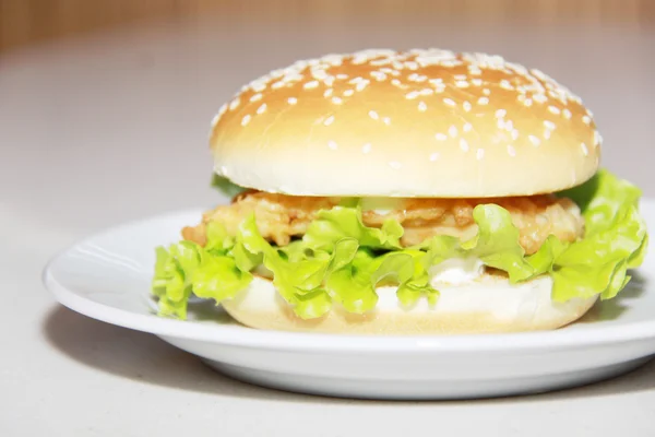 stock image Tasty hamburger isolated on white background