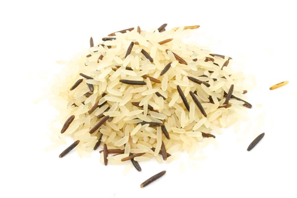 Primo piano di riso lungo mescolato con riso selvatico — Foto Stock