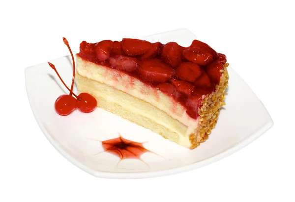 草莓打顶的蛋糕 — 图库照片