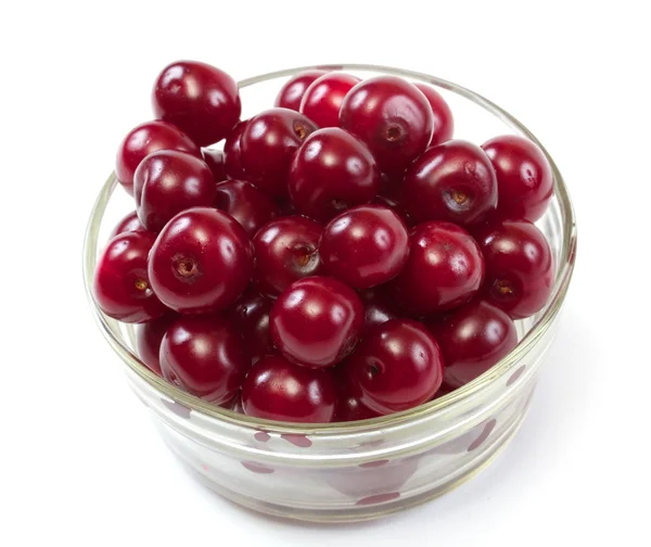 stock image Bowl with ripe cherries. Isolated on a white background.