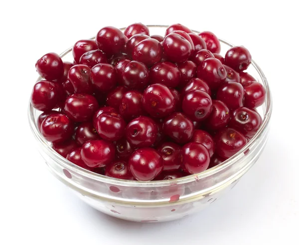 stock image Bowl with ripe cherries. Isolated on a white background.