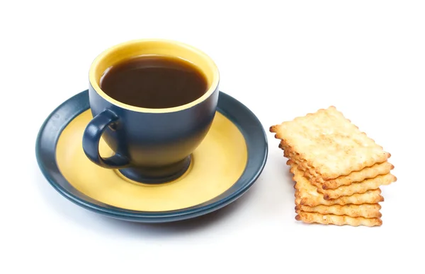 Cup on coffee and pastry on a white background — Stock Photo, Image