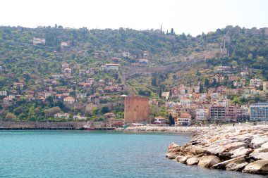 Alanyas Akdeniz kıyı şeridi ve Osmanlı Kalesi (Türkiye)