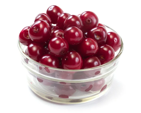 stock image Bowl with ripe cherries. Isolated on a white background.