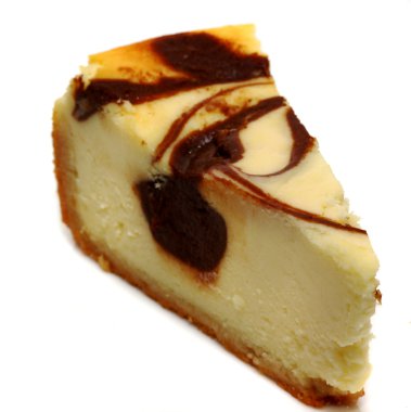 gurme dilim beyaz zemin üzerine cheesecake