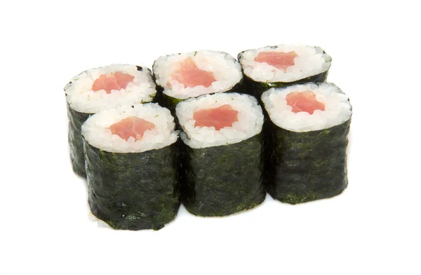 Smakelijk sushi geïsoleerd op de witte achtergrond — Stockfoto