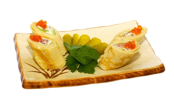 传统的日本料理寿司在白色背景上 — 图库照片