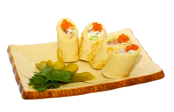 伝統的な白い背景で和食寿司 — ストック写真