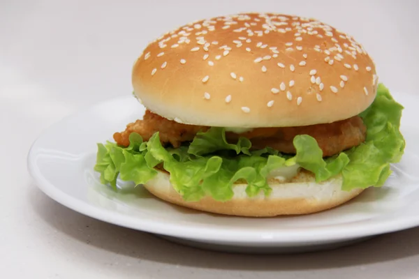 Smaczny hamburger izolowany na białym tle — Zdjęcie stockowe