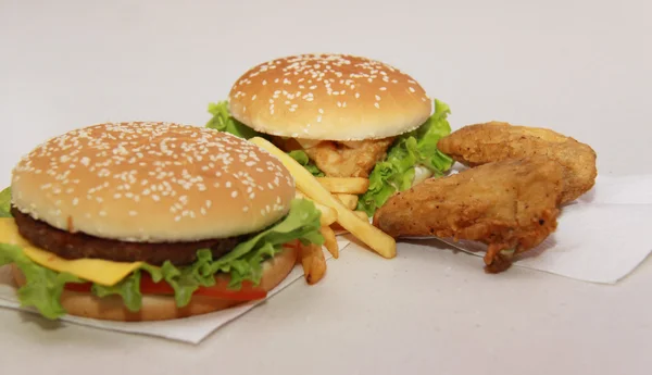 stock image Delicious cheeseburger with french fries