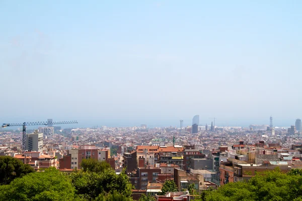 Вид с воздуха на Барселону и ее горизонт, Испания — стоковое фото