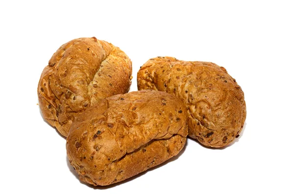 Pane e panini isolati su bianco — Foto Stock